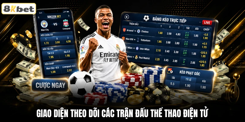 Giao diện theo dõi các trận đấu thể thao điện tử